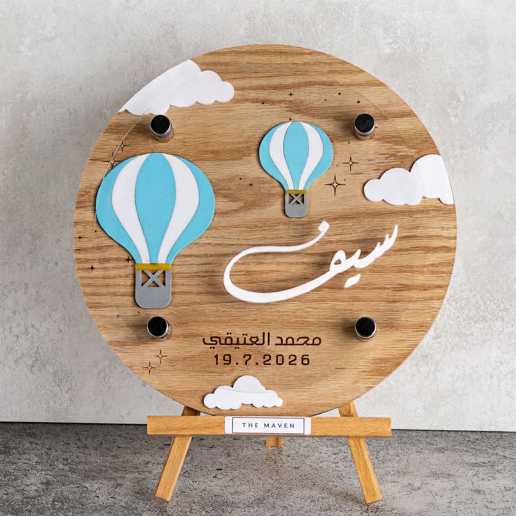 بورد المناطيد الزرقا مع النجوم و الاكريلك
